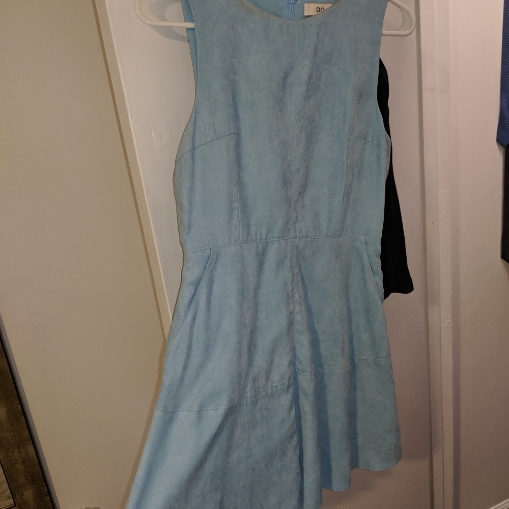 Blue suede dress with pockets